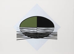 Ovalo Verde, Geometric Abstract Screenprint by Jesus Rafael Soto