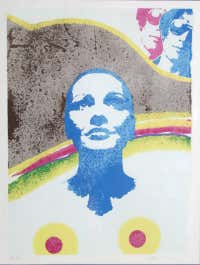 GIANNI VERSACE Poster Created By Mimmo Rotella For Mostra Dialogue Du gianni-versace-poster-created-by-mimmo-rotella-for-mostra-dialogue-du