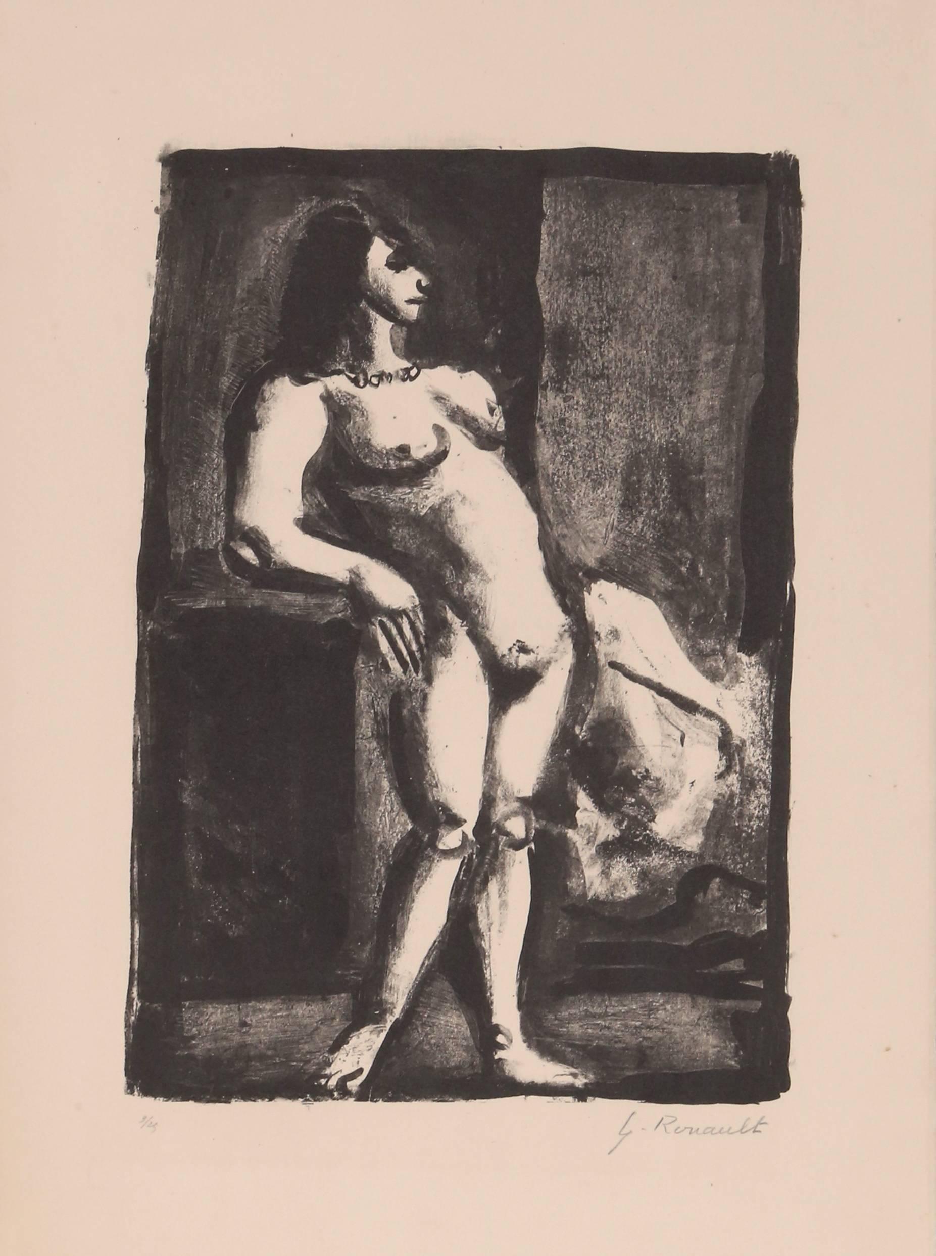 Georges Rouault Nude Print - La Fille from Maitres et Petits Maitres d’Aujourd’hui, Lithograph by Rouault