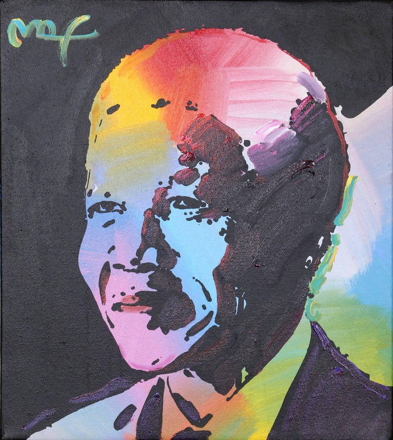 Artist: Peter Max, German/American (1937 - )
Title: Nelson Mandela 1
Year: 2001
Medium: Acrylic on Canvas, Signed
Size: 18 x 16 inches