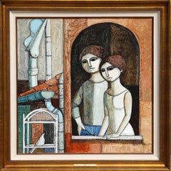 Used Birdcage, Surrealist Oil Painting by Lucio Ranucci