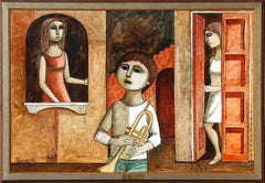 Trompetista, óleo surrealista de Lucio Ranucci