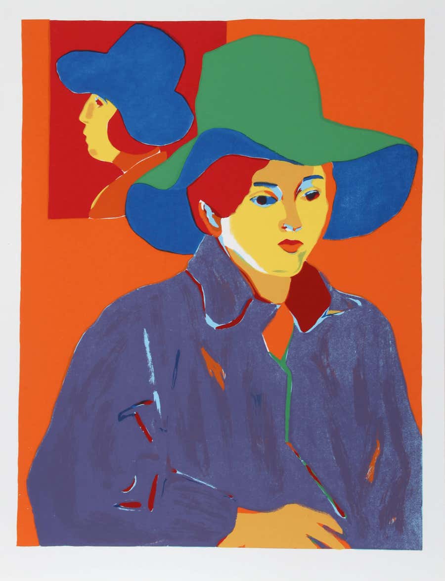 Blue Hat, Vibrant Pop Art Screenprint by John Grillo