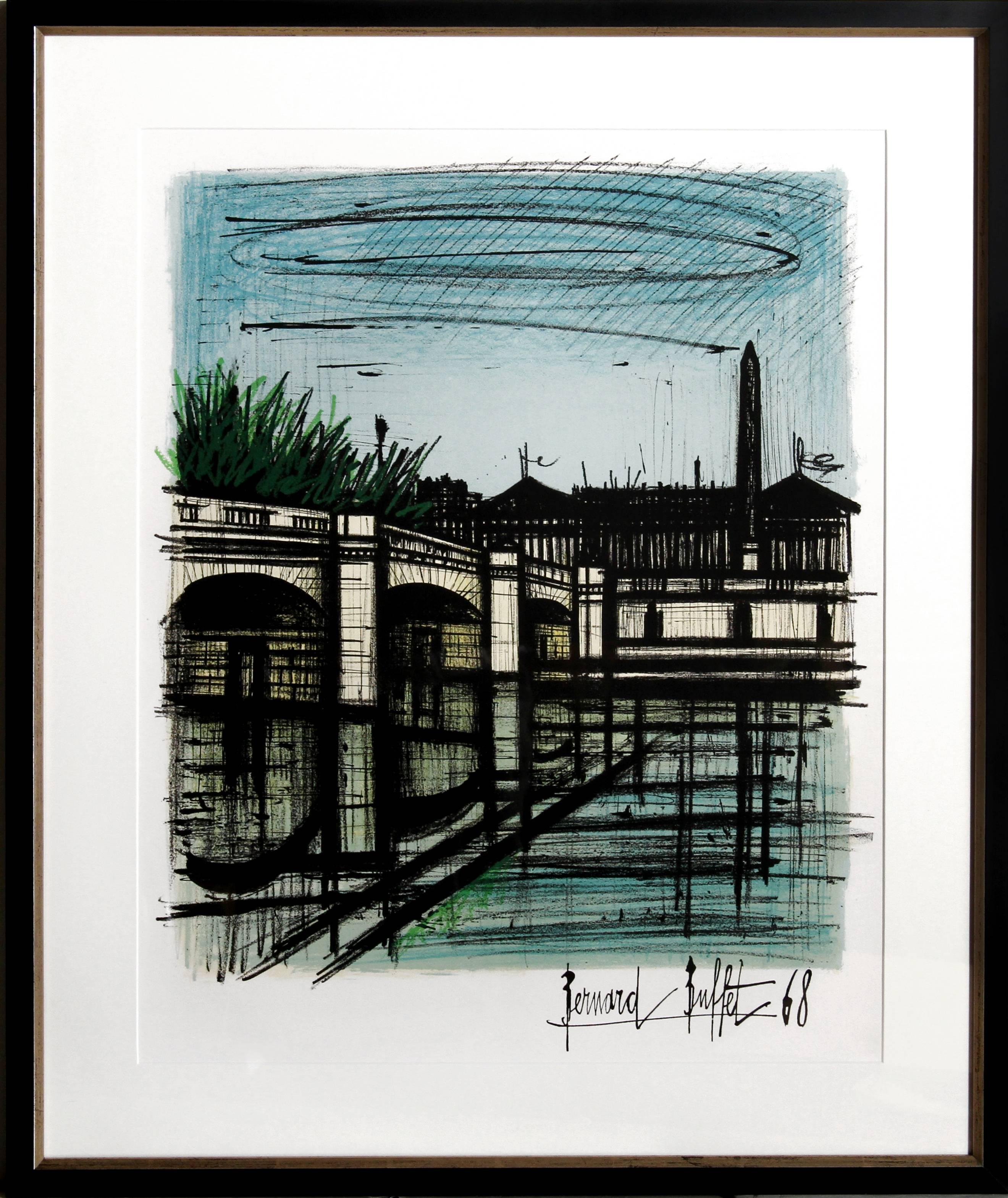 Place de la Concorde, Lithographie von Bernard Buffet