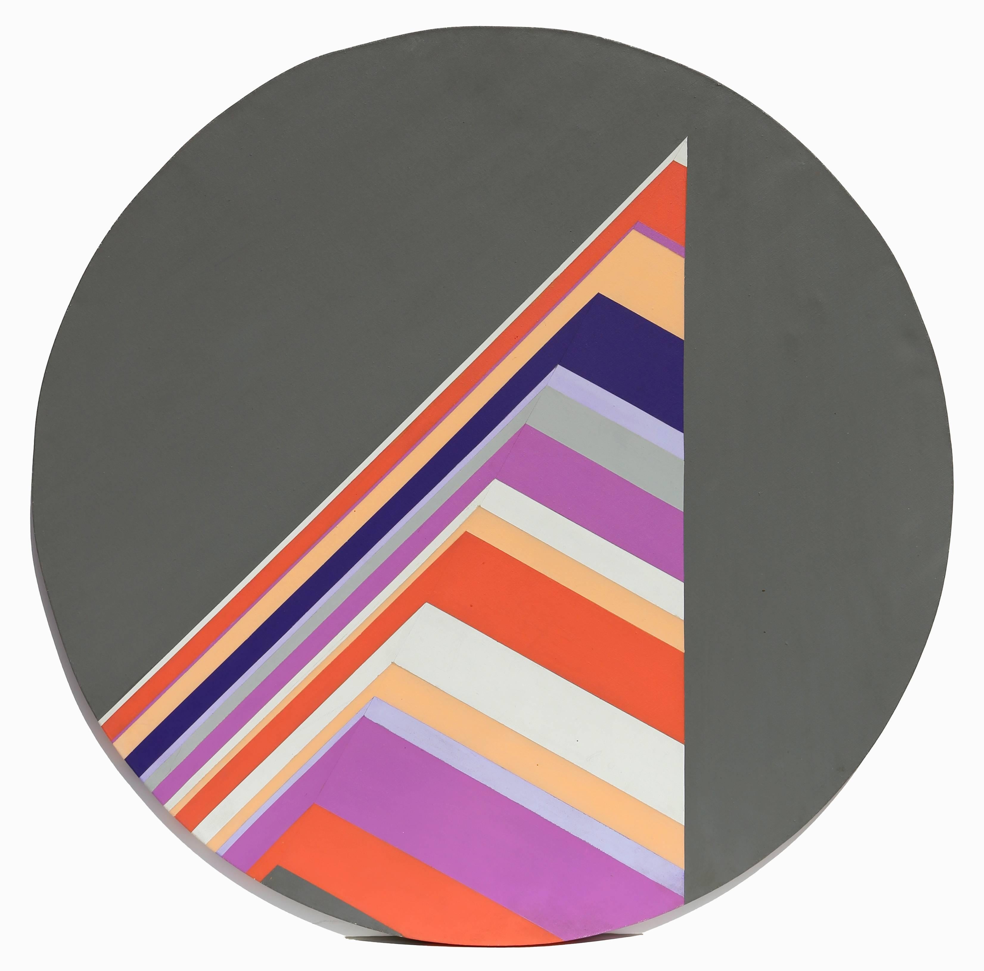 Prism Tondo, peinture à l'huile abstraite géométrique sur toile
