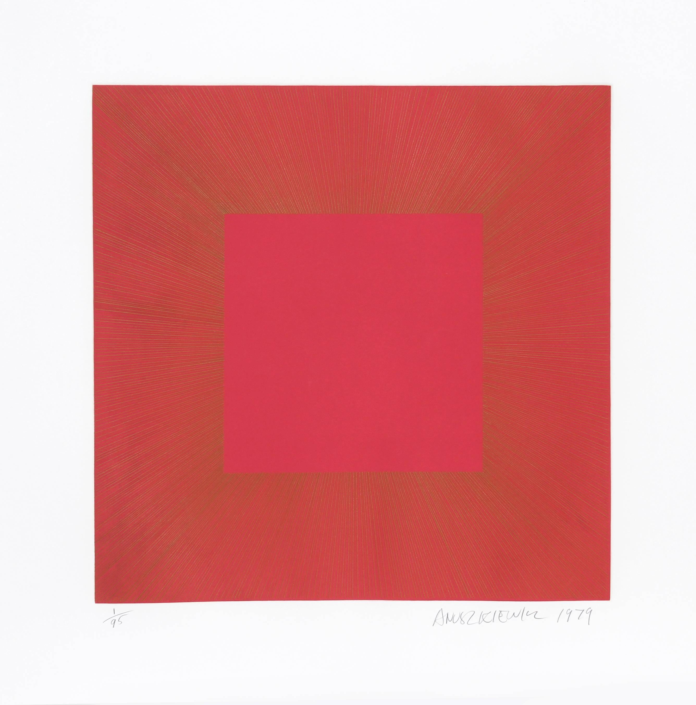 Richard Anuszkiewicz Abstract Print - Summer Suite (Red with Gold I)