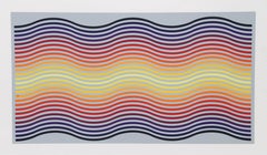 Waves arc-en-ciel, sérigraphie Op Art de Jurgen Peters