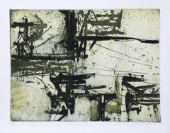 Retro Abstract Expressionist Etching by Harry Hoehn, c1963