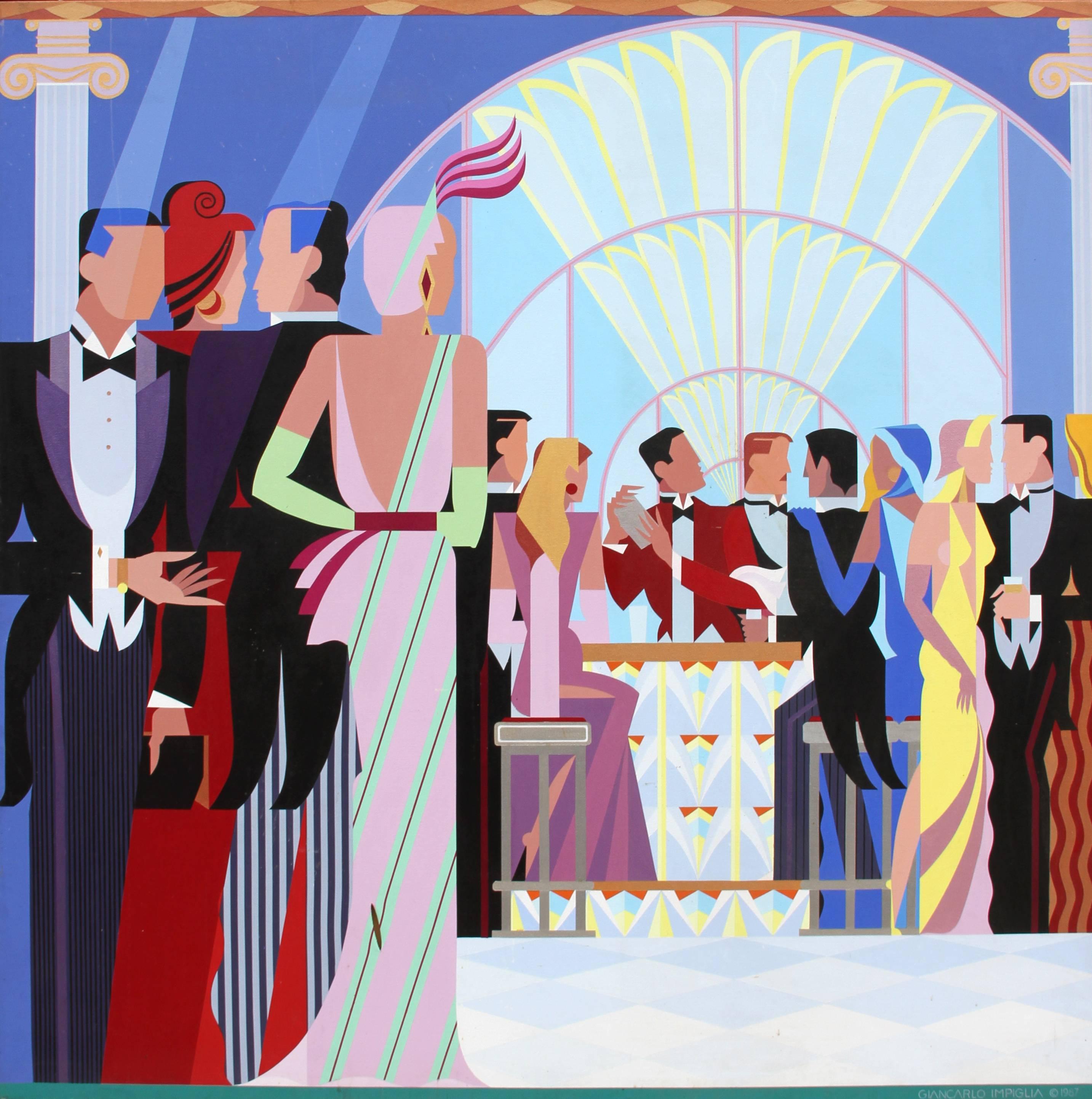 Figurative Painting di Giancarlo Impiglia - Al bar