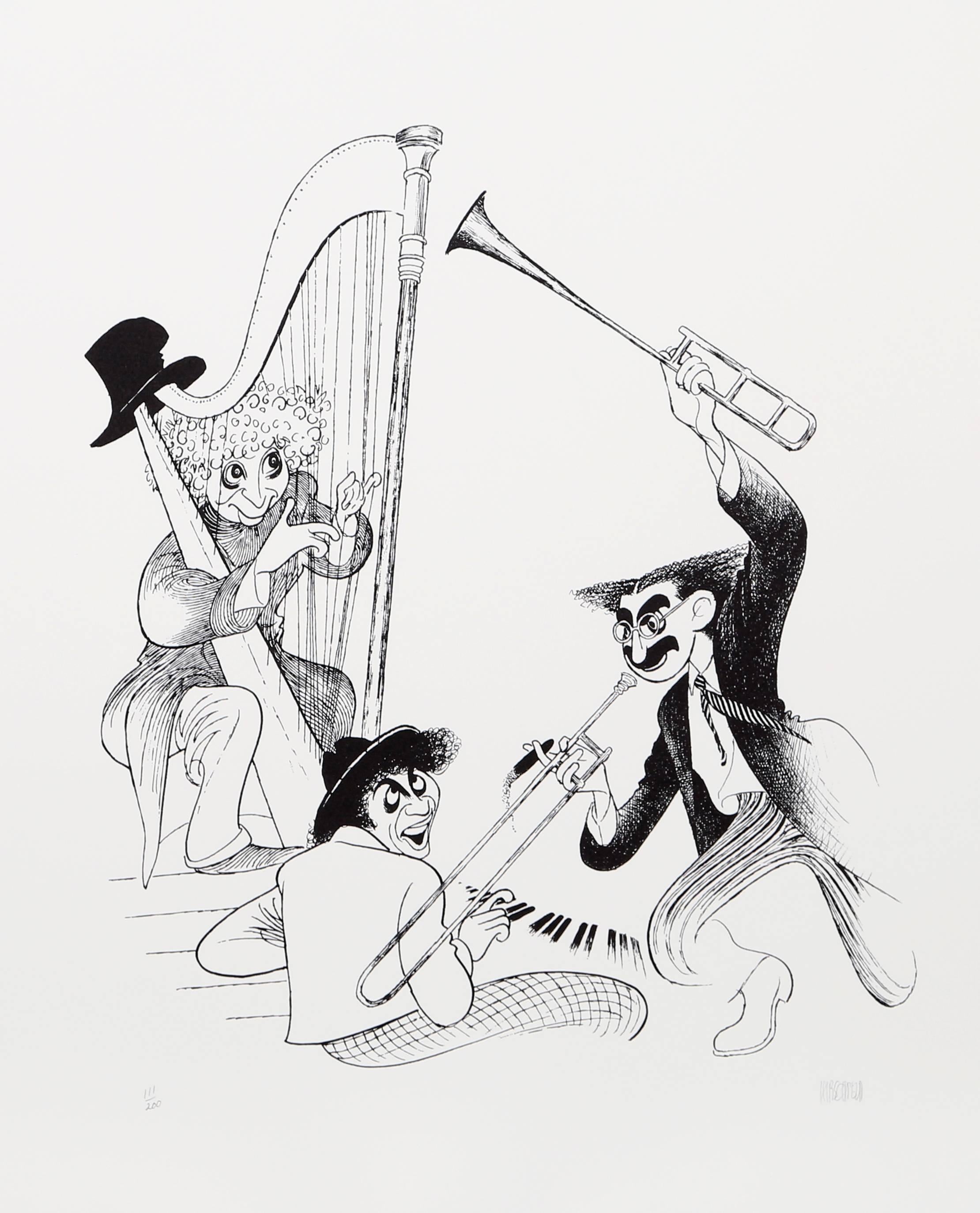 Albert Al Hirschfeld Figurative Print - The Marx Brothers Musicale
