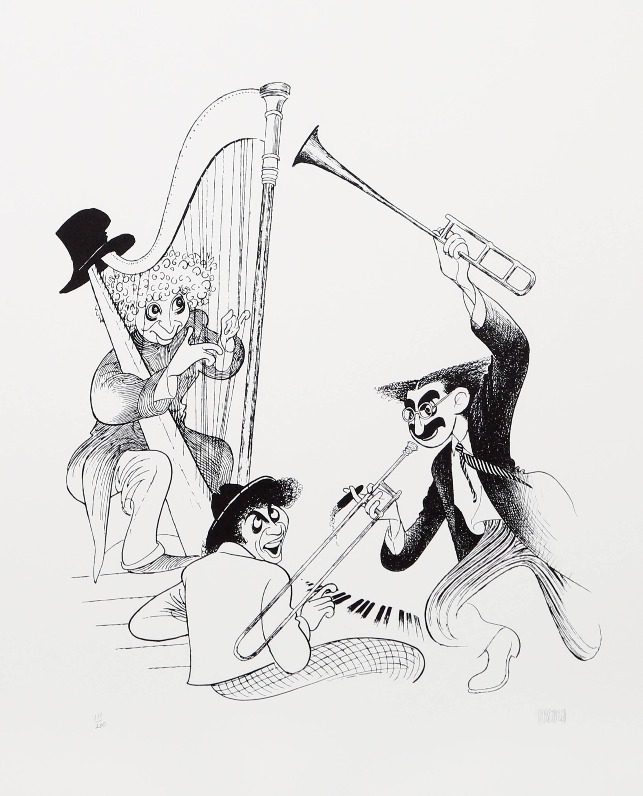 Albert Al Hirschfeld Figurative Print – Musicale der Marx-Brüder
