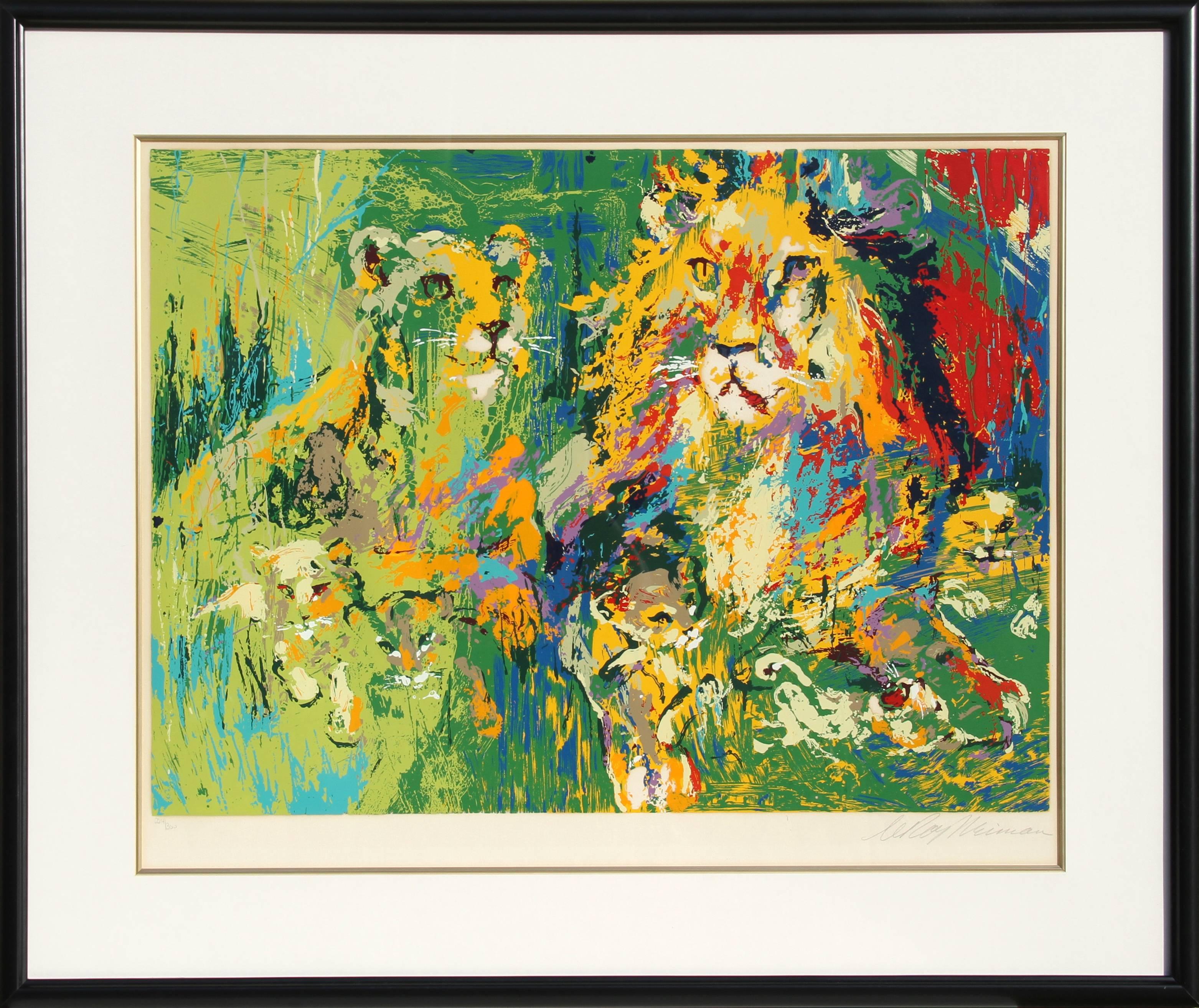 Lion Family, Psychedelic Screenprint by LeRoy Neiman