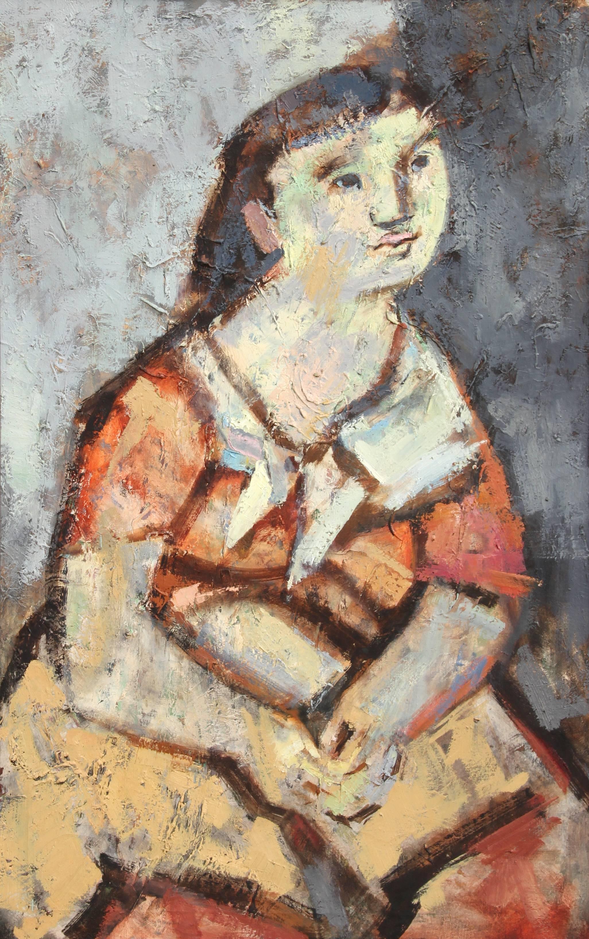 Portrait d'une jeune femme, peinture à l'huile sur toile de George Kalmar