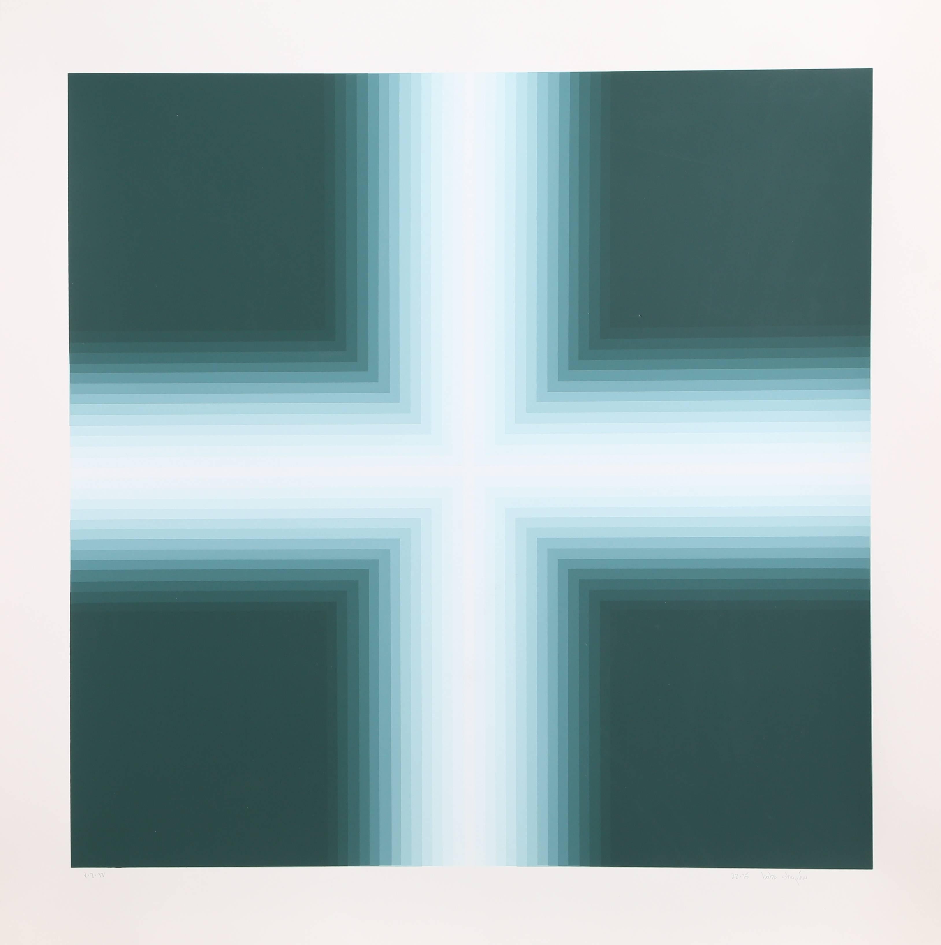 Green v. 2, Geometric Abstract Screenprint by Babe Shapiro