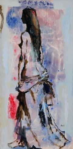 Standing Nude, Expressionist Oil Painting on Canvas by Lou Zansky
