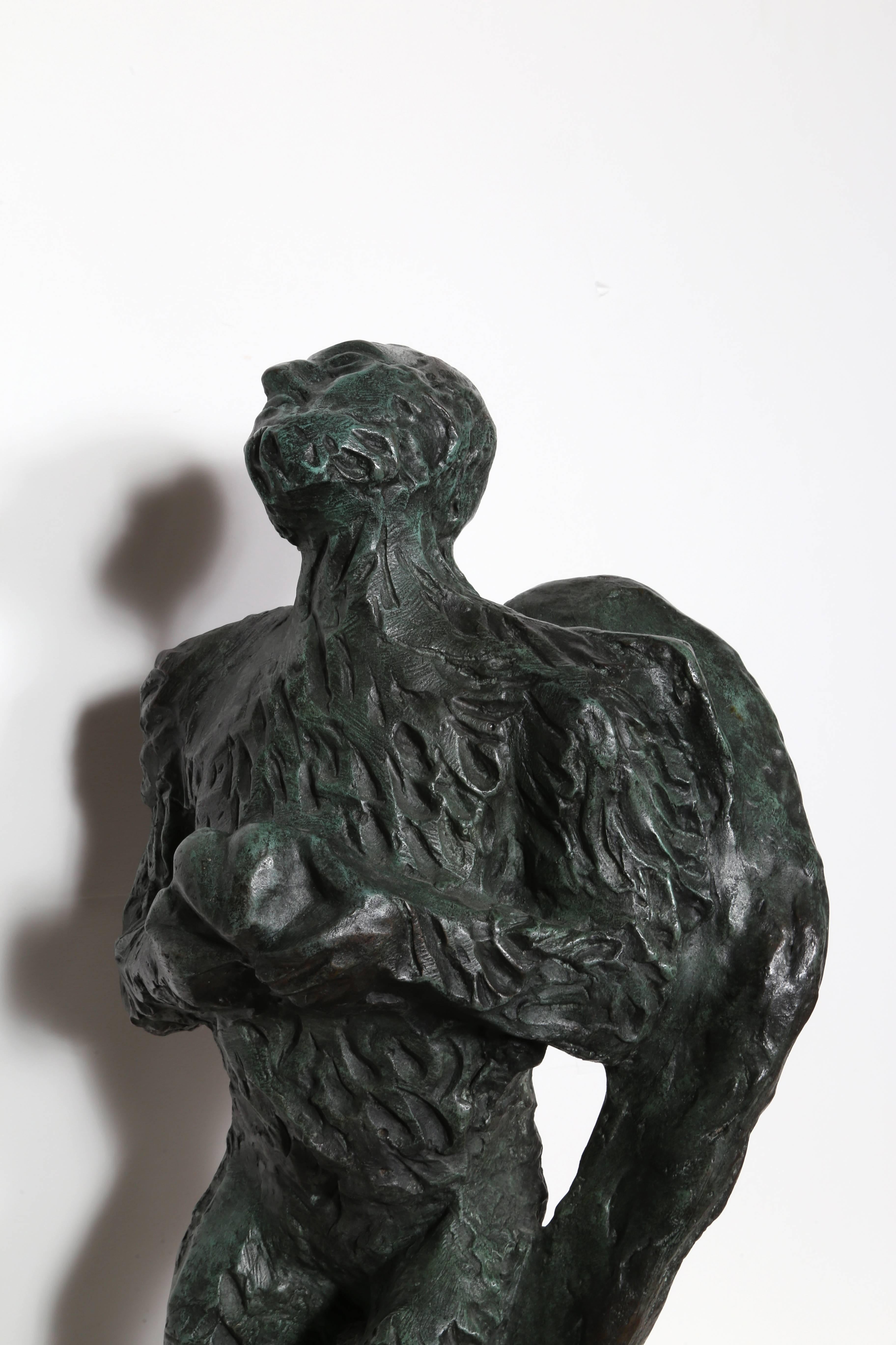 Artist: Sandro Chia (Italian, b. 1946)
Title: Angel with Heart (large)
Year: circa 1980
Edition: 2/6
Medium: Bronze, signature and numbering inscribed
Size: 29  x 14  x 7 in. (73.66  x 35.56  x 17.78 cm)