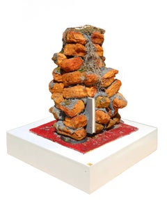 Lámpara de bulto Ruskin en ruinas, escultura de técnica mixta de Stephen G. Rhodes