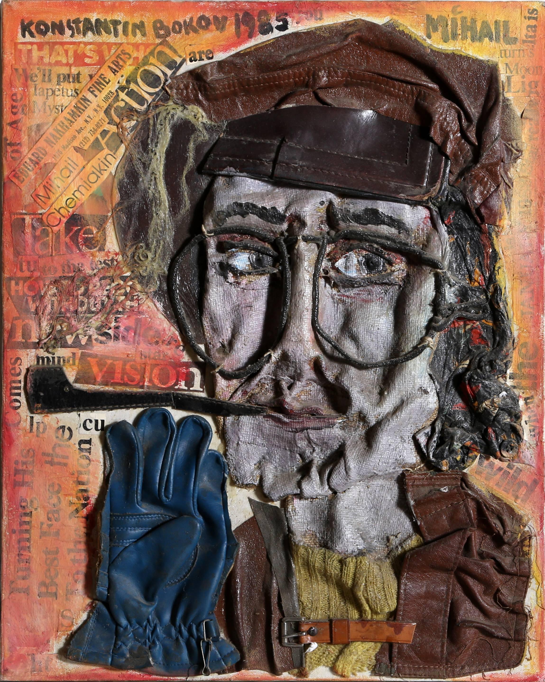 Mihail (Chemiakin), Found Art Collage and Painting by Bokov - Mixed Media Art by Konstantin Bokov
