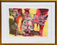 L'eau est Mana, Litografía surrealista enmarcada de Roberto Matta