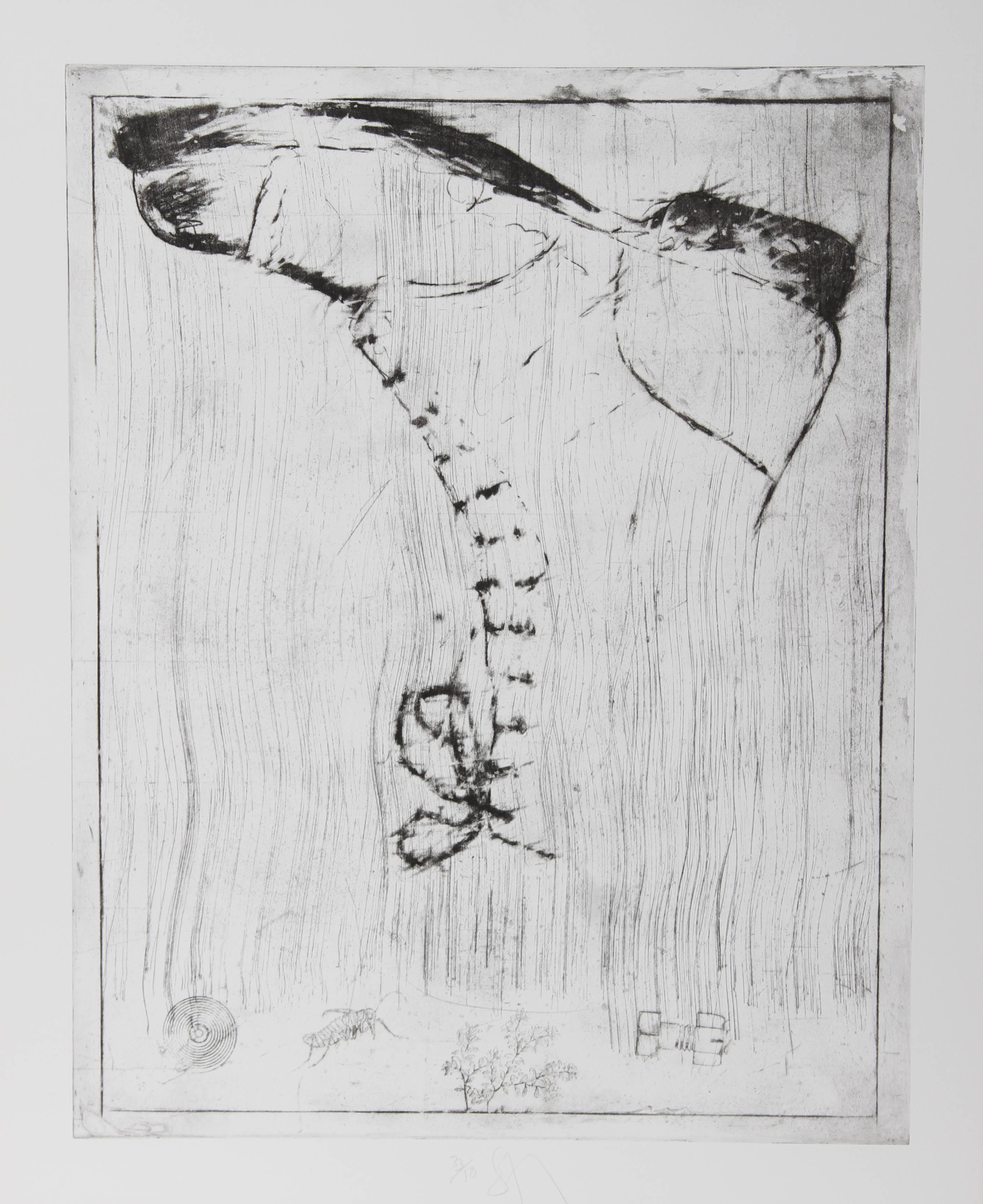 Artist:  Donald Saff, American (1937 - )
Title:  Boot
Year:  1980
Medium:  Etching, signed and numbered in pencil
Edition:  50
Image Size:  24 x 18.5 inches
Size:  30 in. x 22 in. (76.2 cm x 55.88 cm)