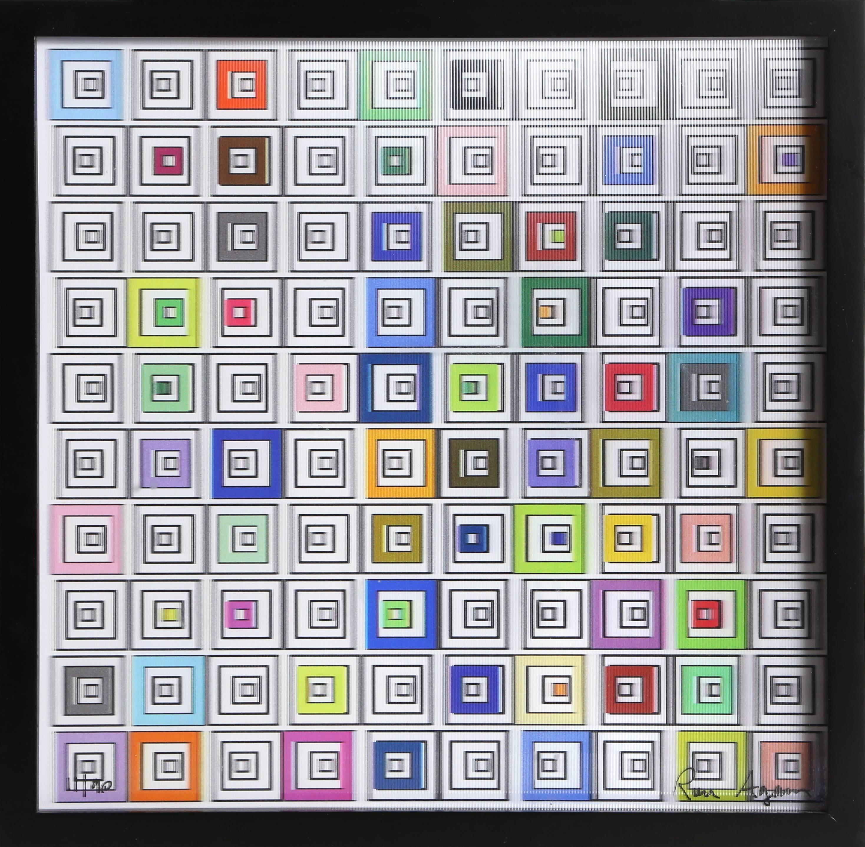 Ron Agam Abstract Print - Small Squares