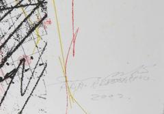 Abecedario (Rot), Abstrakte Radierung und Digitaldruck von Sandro Martini