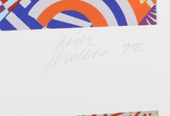 American Eagle, Geometrischer abstrakter Siebdruck von Perez Melero