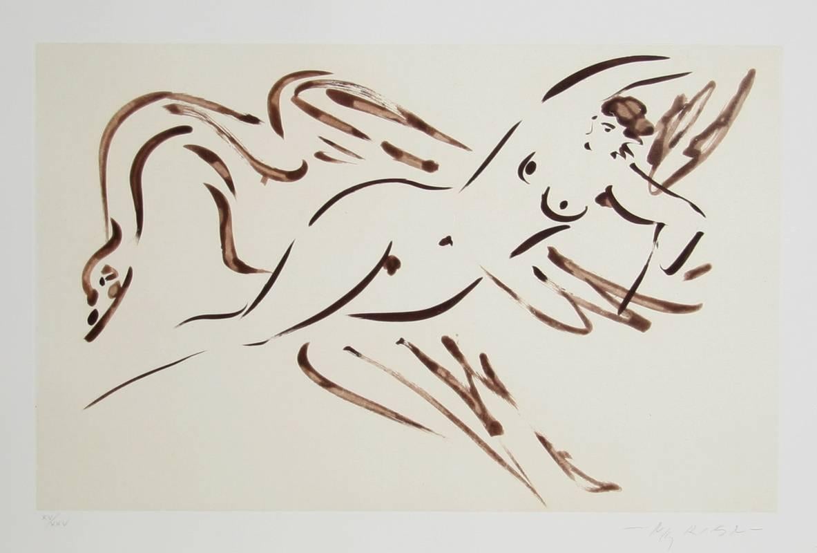 Leda and the Swan n° 2, eau-forte sur papier de Reuben Nakian