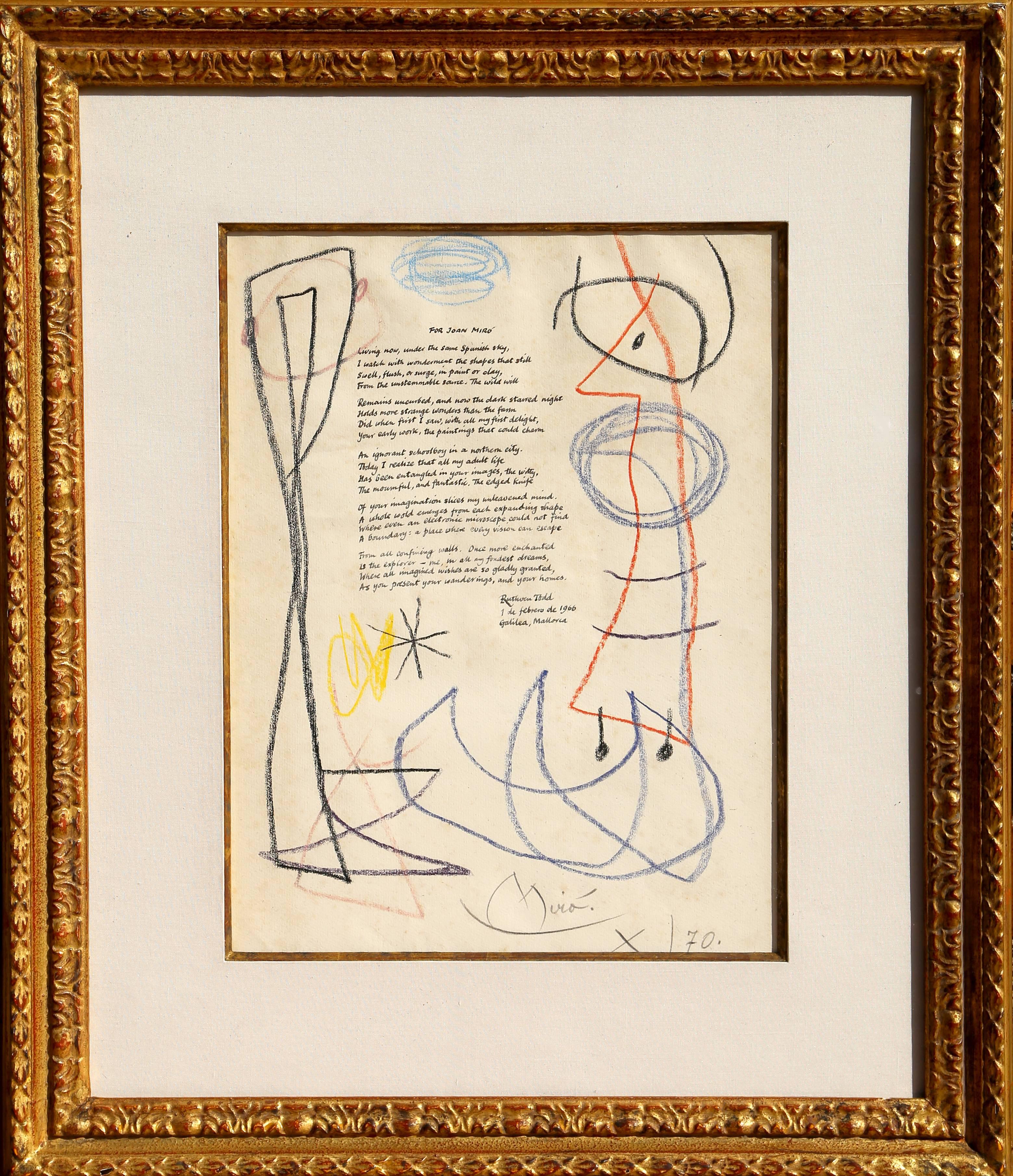 Joan Miró Abstract Drawing - Ruthven Todd Poem