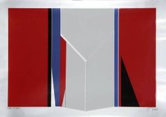Geometric Abstract Silkscreen on Foil Paper, by Jean Baier