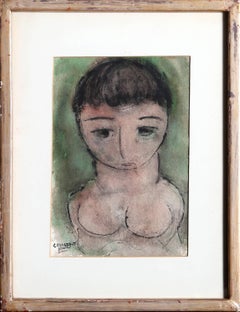 Vintage Nude on Green I, Gouache on Paper by George Zachary Constant