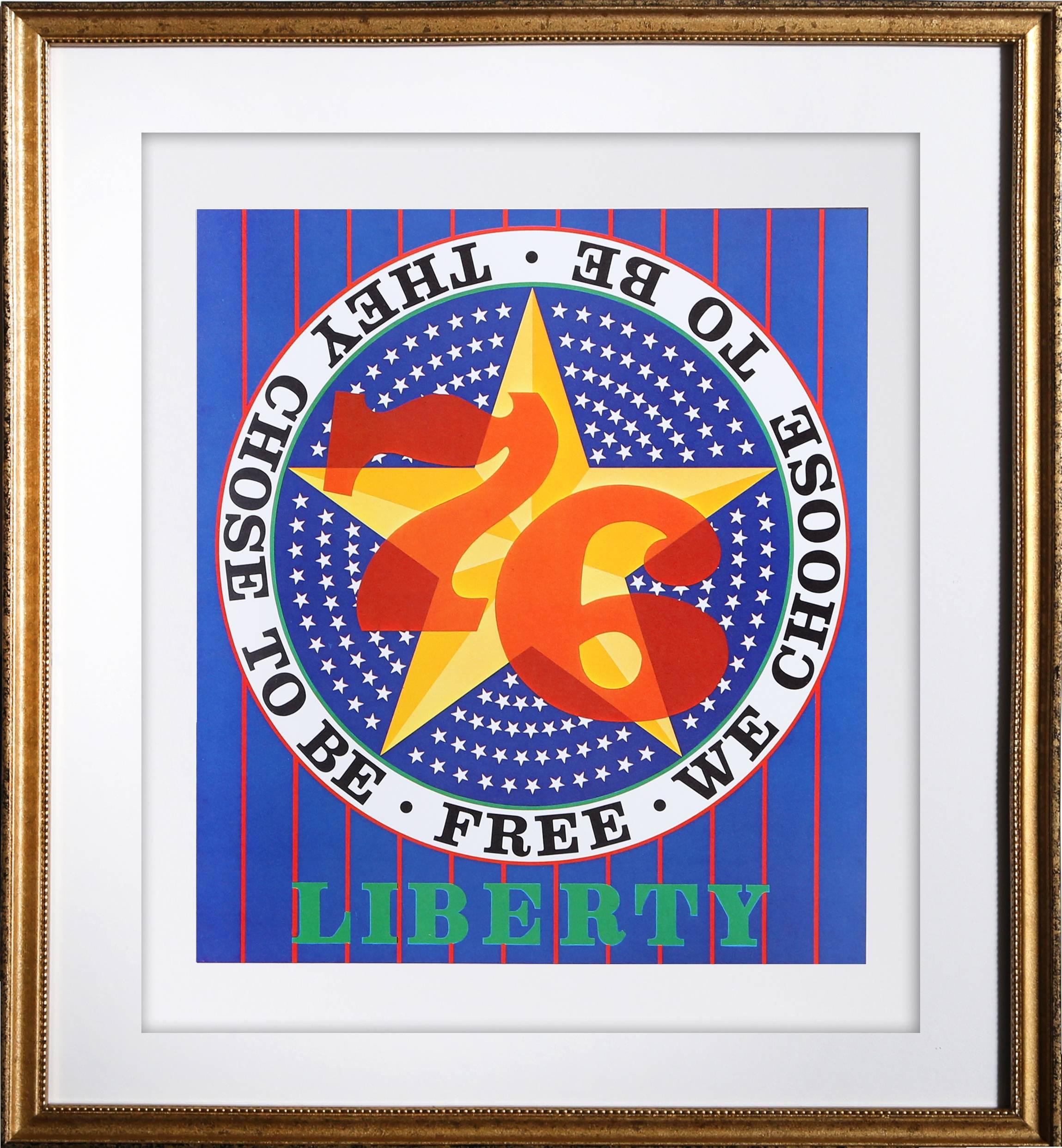 Artist:	Robert Indiana
Title:	Liberty from Kent-Bicentennial Portfolio Spirit of Independence
Year: 1975
Medium:	Offset Lithograph
Paper Size: 14 x 17 inches
Frame: 19 x 18 inches

From the Spirit of Independence poster Portfolio, published in 1975