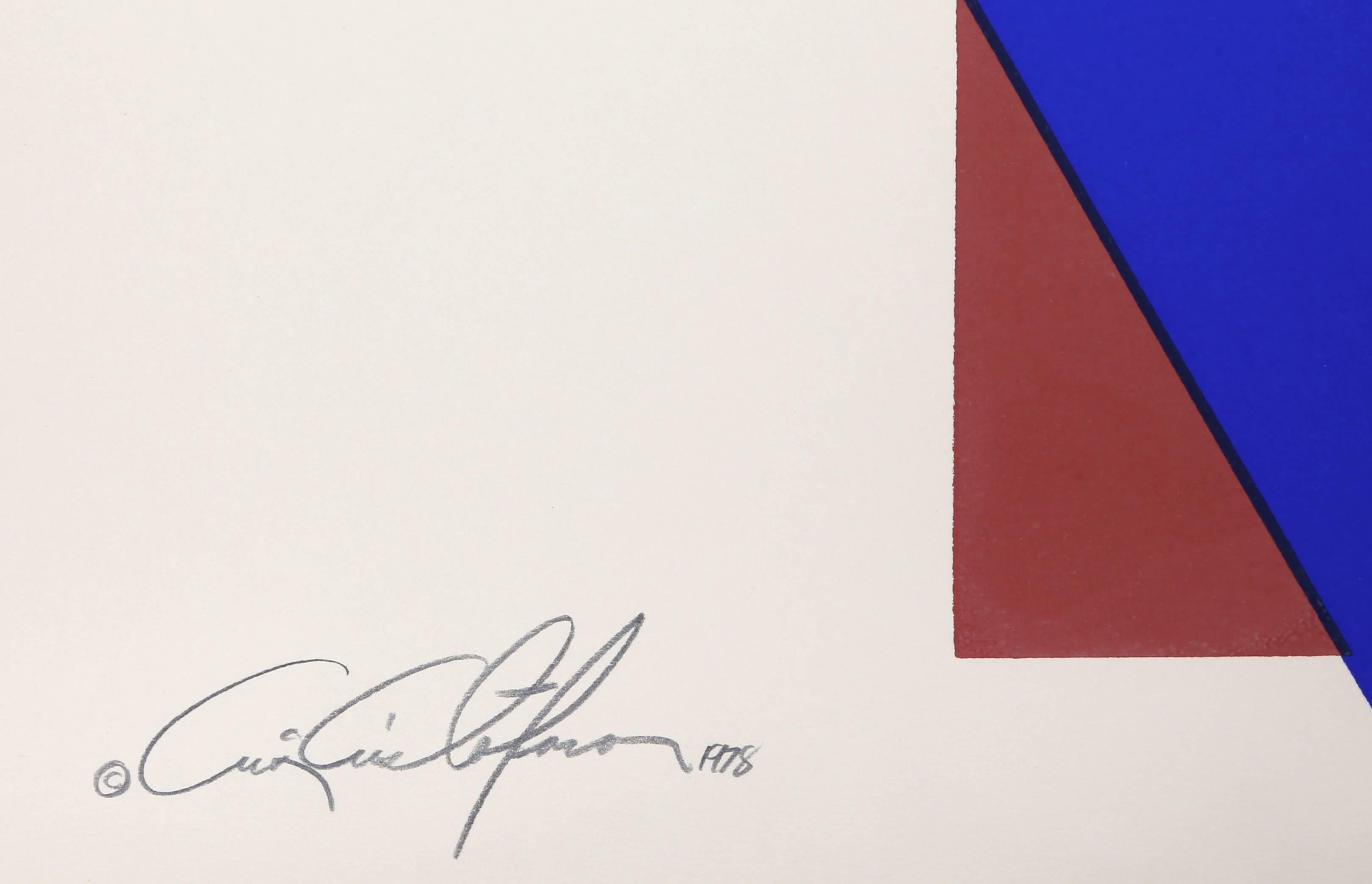 Blue and Red Rectangles, Geometric Screenprint by Chris Cristofaro For Sale 1