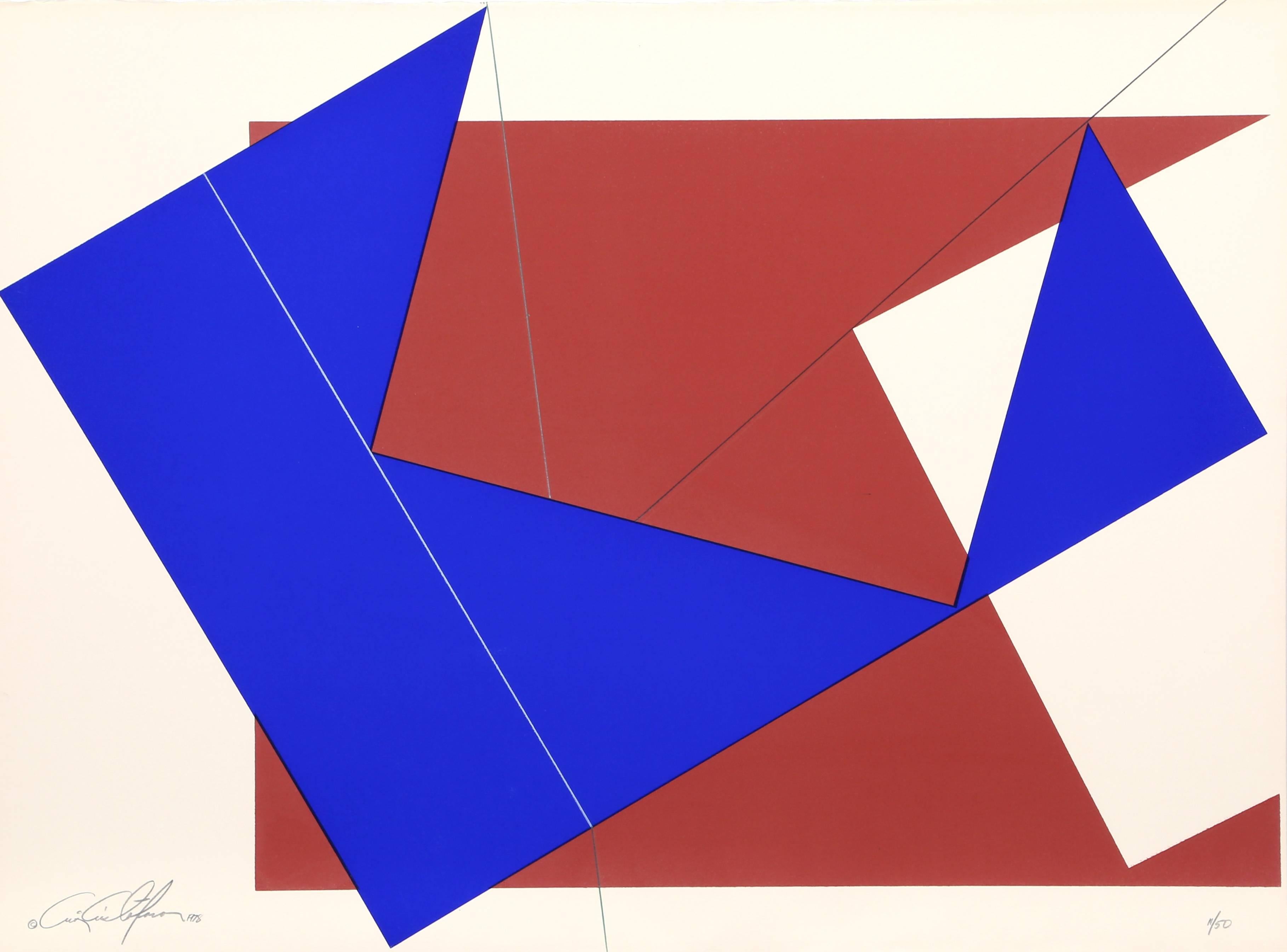 Artist: Cris Cristofaro, American
Title: Untitled - Blue and Red Rectangles
Year: 1978
Medium: Silkscreen on Arches Paper, signed and numbered in pencil
Edition: 50
Size: 22 x 30 in. (55.88 x 76.2 cm)