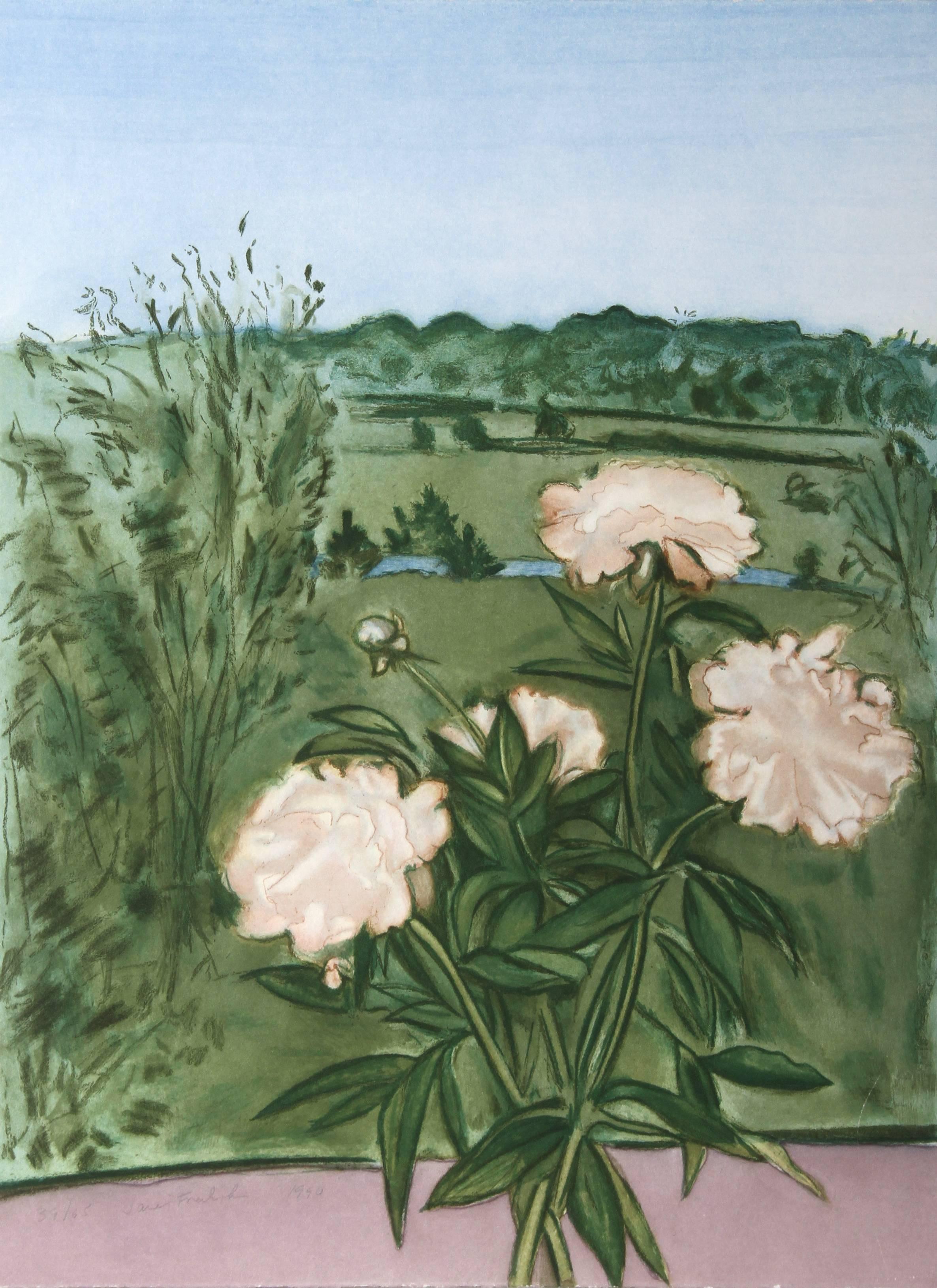 Jane Freilicher Still-Life Print - Peonies (Color)
