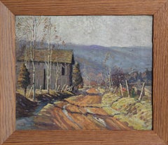 Peinture à l'huile pastorale sur toile d'Ernest Beaumont, début de printemps