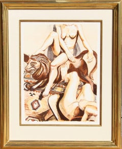 Two Nude Women with Lion