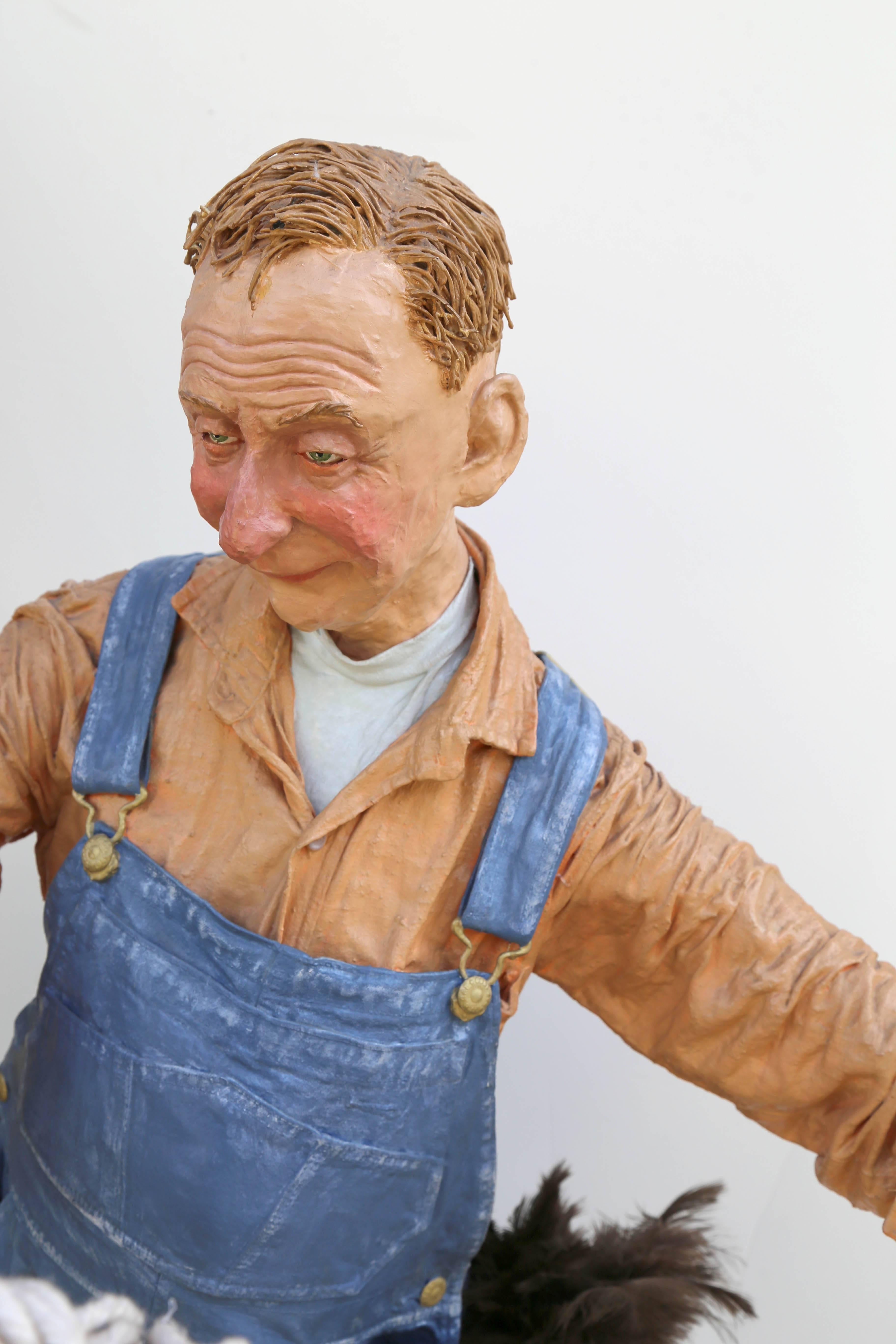 Le Janitor, sculpture d'intérieur autoportante - Gris Figurative Sculpture par Kay Ritter
