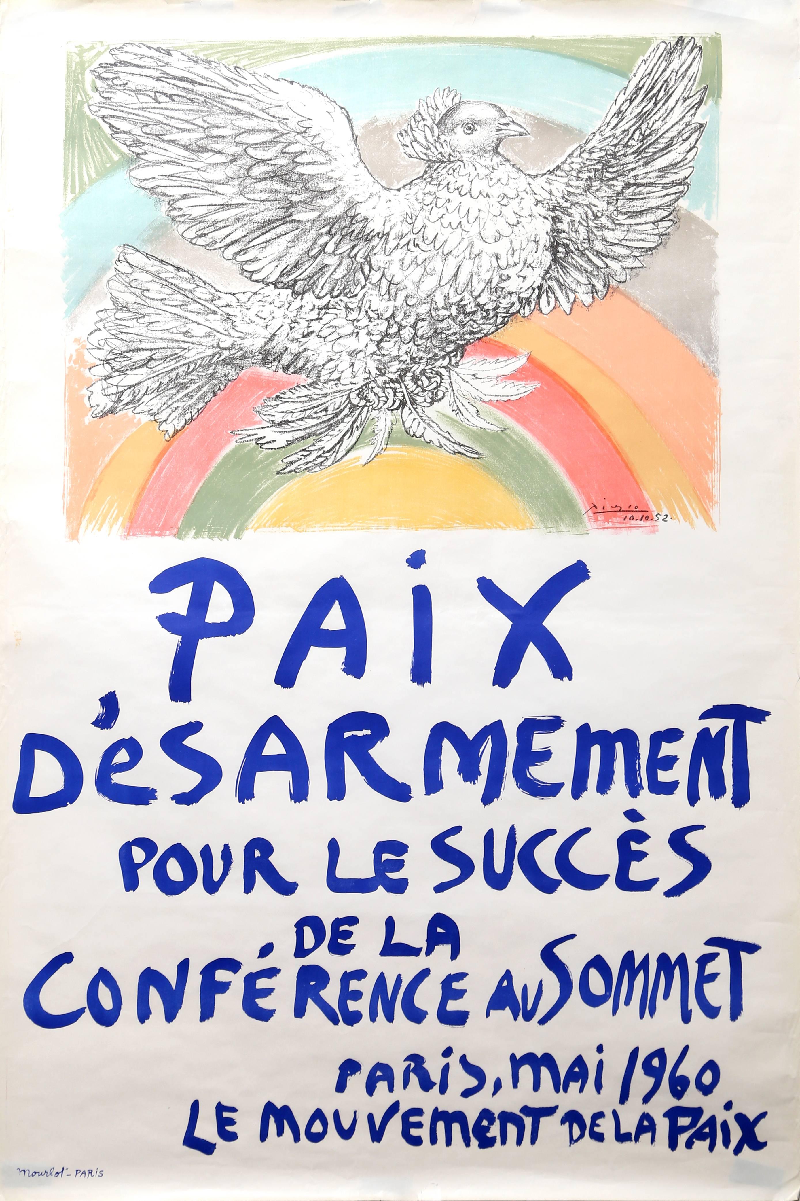 Unknown Figurative Print - Paix Desarmement pour le succes de la Conference au Sommet, Picasso Poster 1960