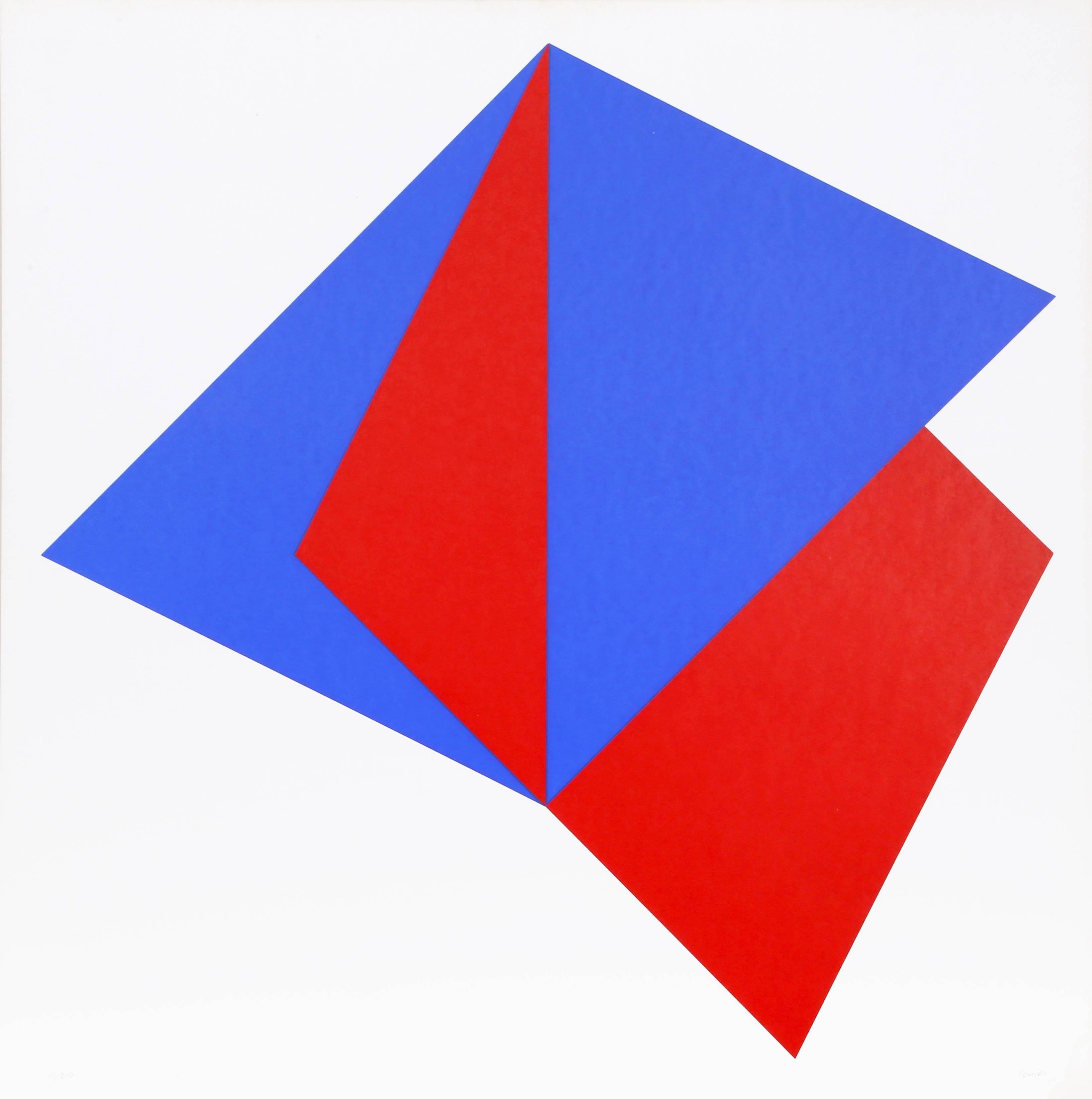 Untitled - Composition in Blue and Red I - Print by Bob Bonies