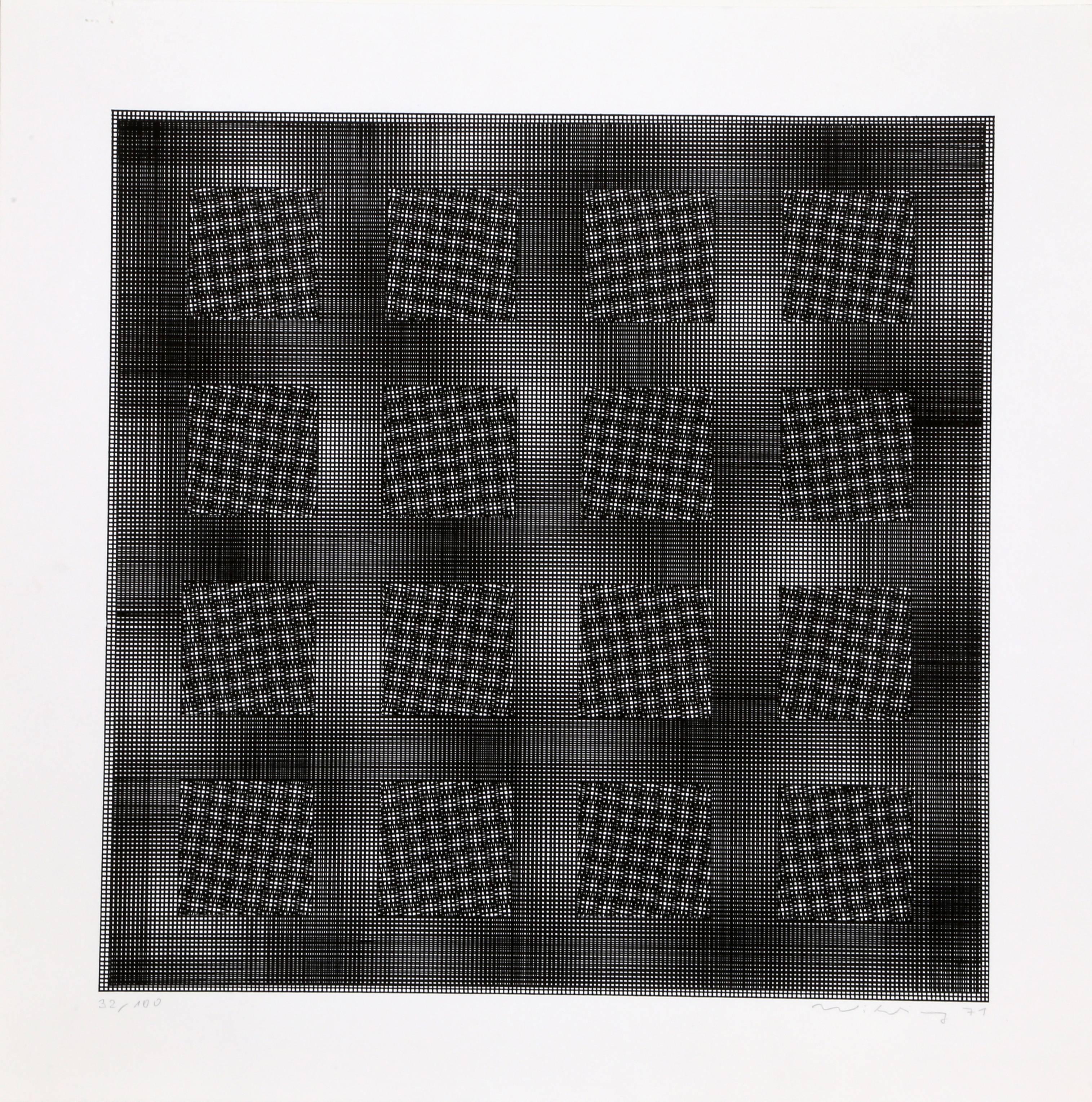 Artist: Ludwig Wilding, German (1927 - 2010)
Title: Squares
Year: 1967
Medium: Screenprint, signed and numbered in pencil
Edition: 38/100
Image Size: 15.5 x 15.5 inches
Size: 23.5 x 23.5 in. (59.69 x 59.69 cm)