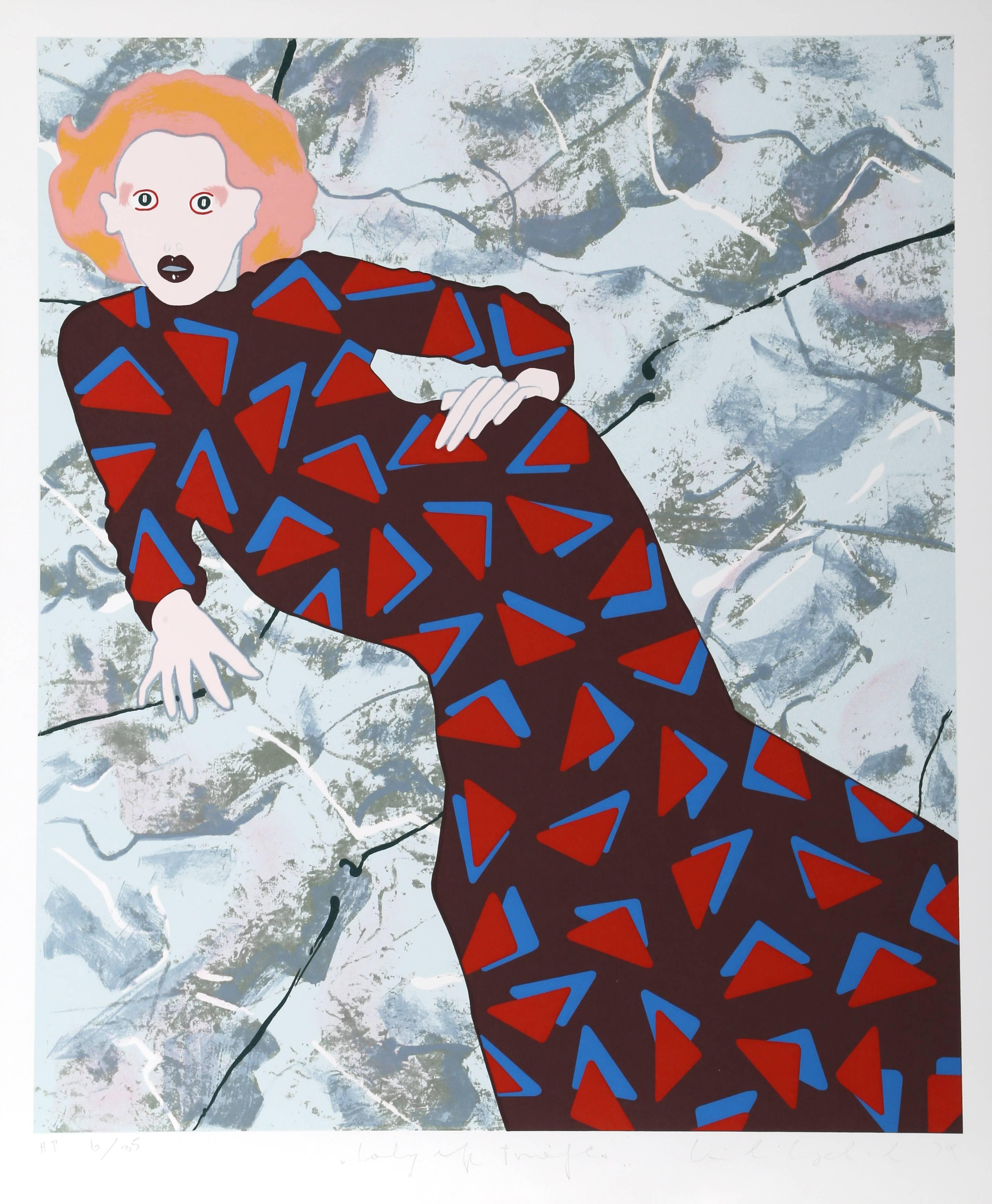 Kiki Kogelnik Figurative Print - Lady and Triangles