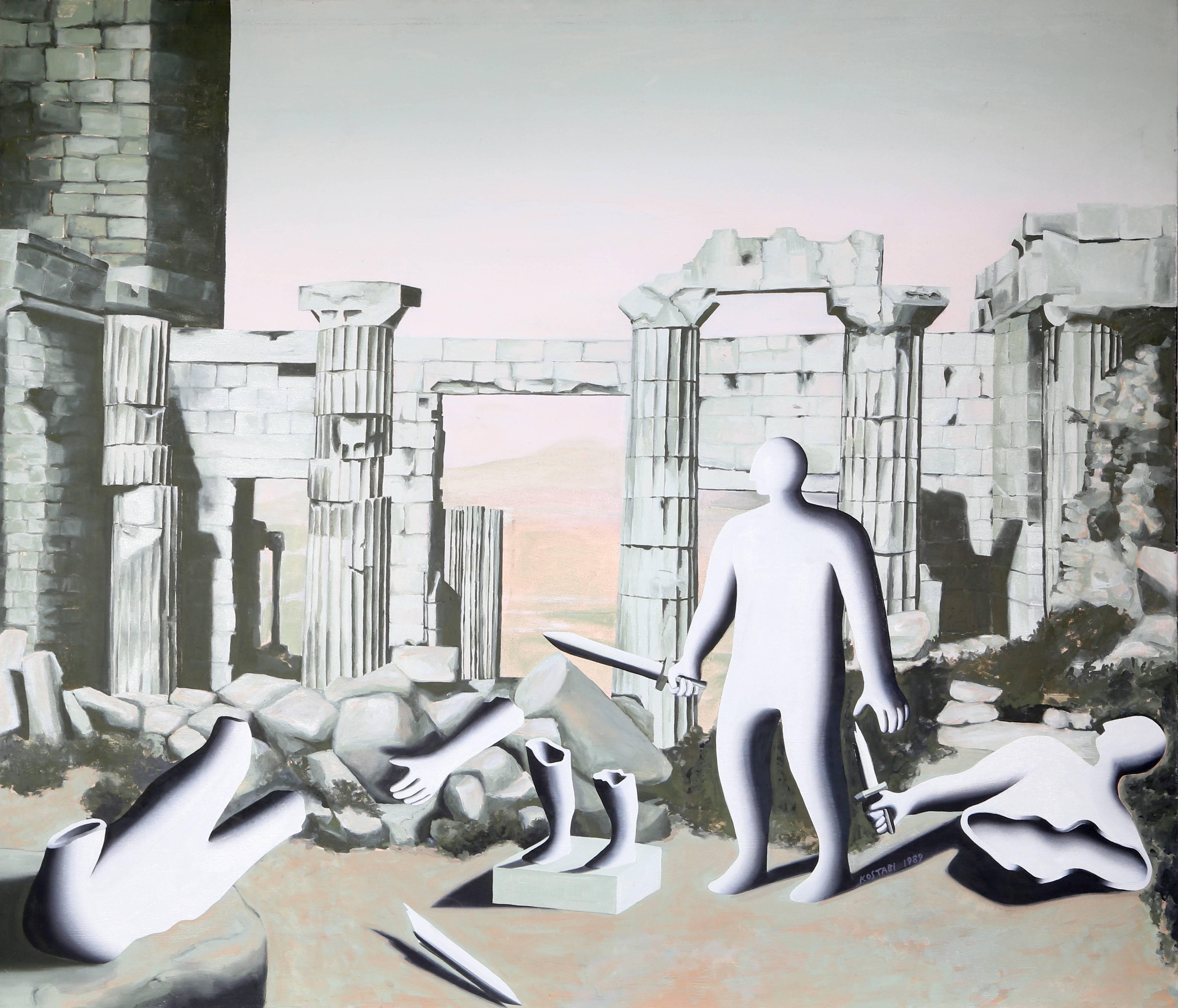 Mark Kostabi Figurative Painting - Ruins