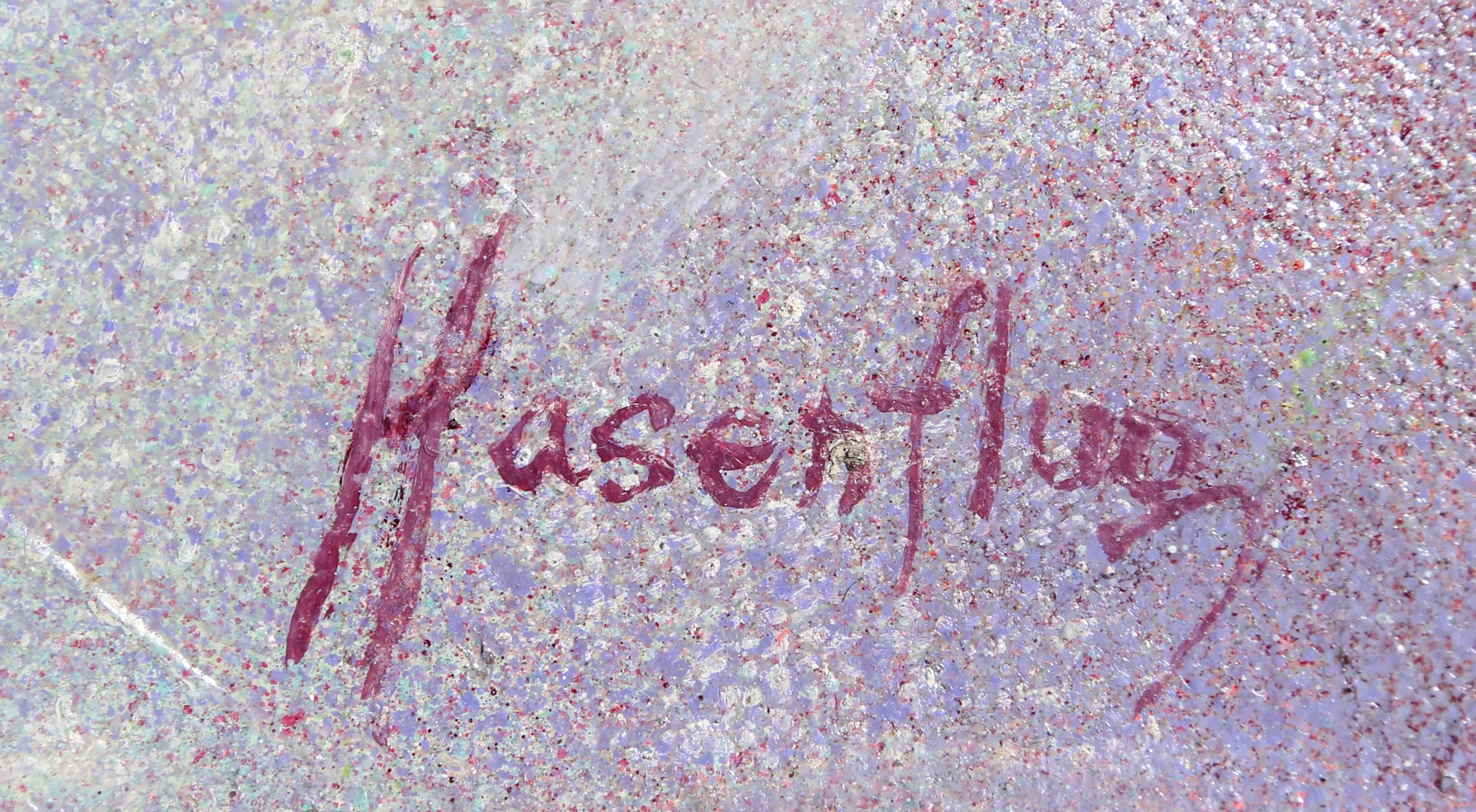 Flores rosas, pintura al óleo expresionista abstracta de Florence Hasenflug en venta 2