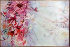 Pink Flower Blossoms, Oil Painting on Canvas by Florence Hasenflug