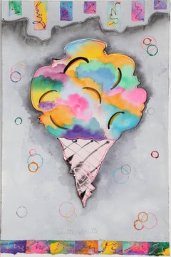 Retro Tutti Frutti, Pop Art Watercolor and Mixed Media Artwork by D. Burton