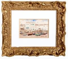 Boats on the Shore, Watercolor Painting circa 1910