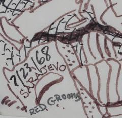 Sarajevo, disegno Pop Art a pennarello permanente su carta di Red Grooms