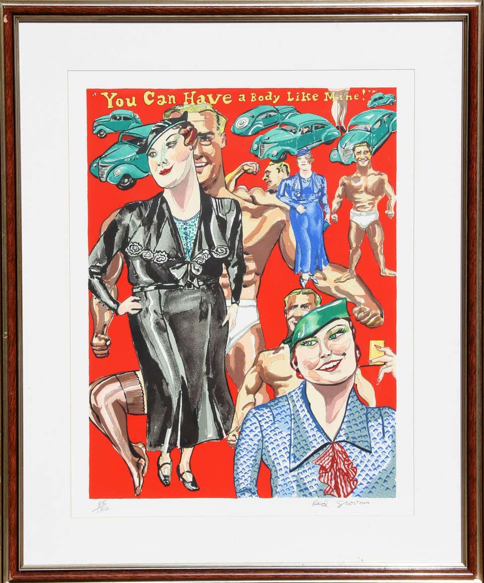You can have a body like mine! Framed Pop Art Screenprint by Red Grooms