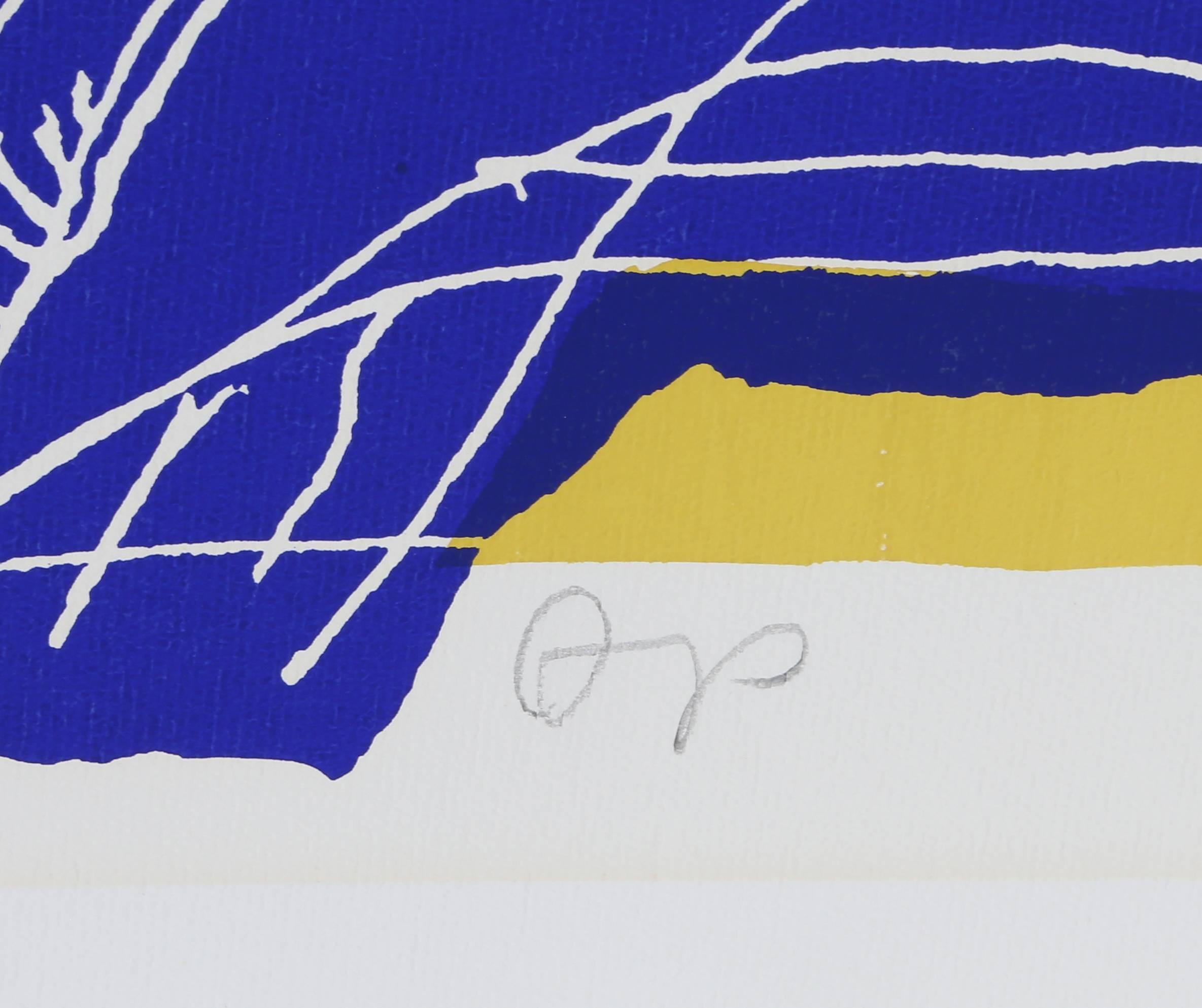 Blue Flowers, serigrafia Pop Art firmata da Aaron Schone in vendita 1